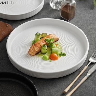 Creative Ceramic Straight Edge Soup Plate Restaurant Steak Plate Dessert Dish Salad Plate Molecular Cuisine Specialty Tableware