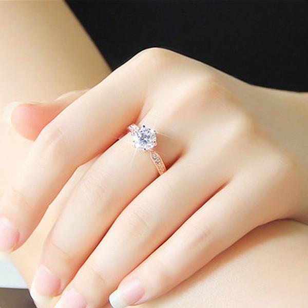 Water Crystal Rose Gold Claw Ring With Adjustable Size For Men Women Gift