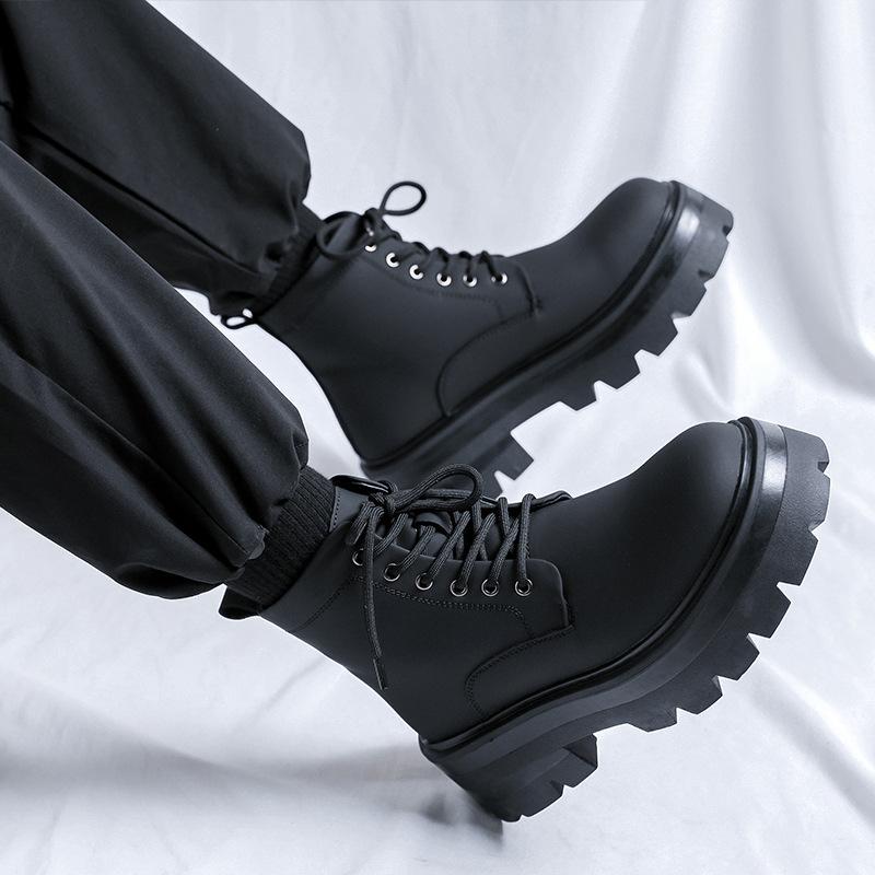 2024 men's Martin boots high-top lace-up heightening British style autumn and winter velvet tooling versatile boots 70077-R