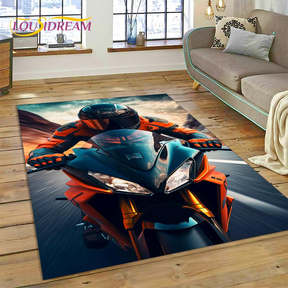 Motocross Motorcycle Modern Rug Carpet for Living Room Bedroom Home Decor,Floor Mat Non-slip Decoration for Sofa Kitchen doormat