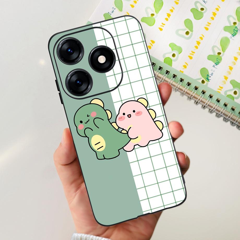 Lovely Luxury Phone Case For Tecno Spark 10 Pro / Spark10 10C 4G Fashion Soft Matte Silicone Back Cover Cartoon Dinosaur Cat Bag