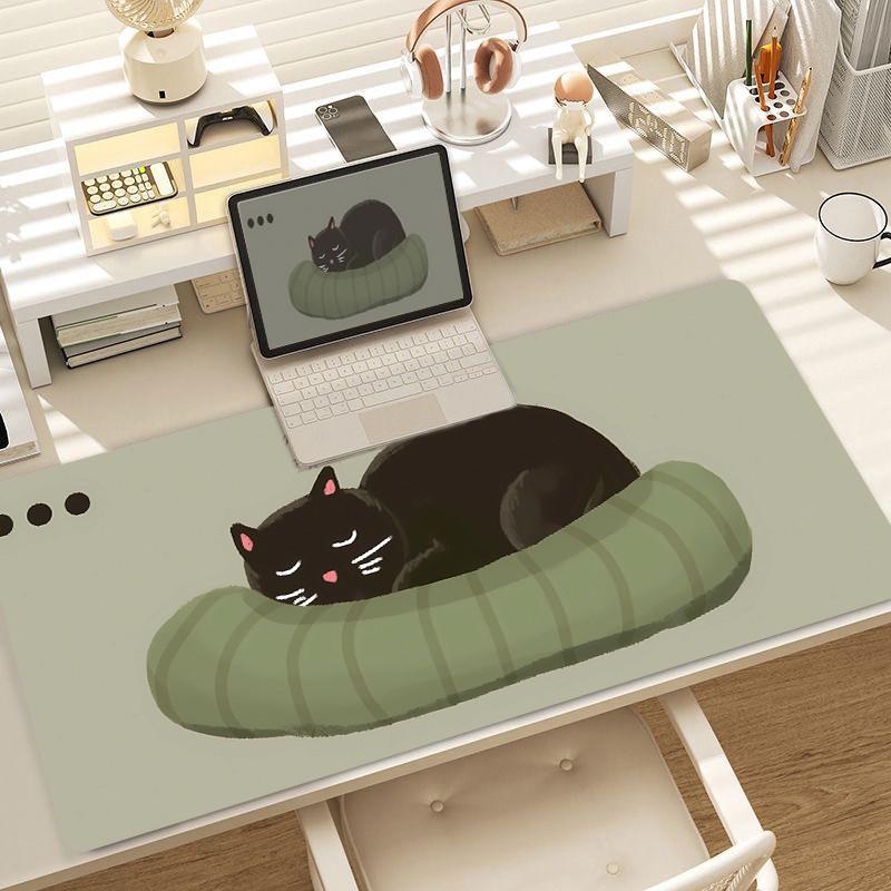 Cat Kawaii Mouse Pad Large Cute Girl Laptop Keyboard Pads Cartoon Lock Edge Wrist Mat