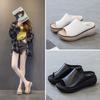 Coole Hausschuhe Damen Neu Leder Erhöhend Retro Lässig Plateau-Sandalen Atmungsaktiv Strandschuhe Damen Einheitsgröße