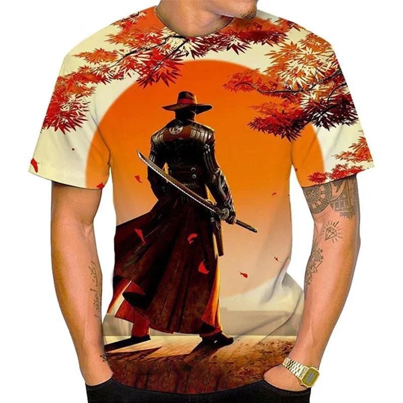 3D Printed Japanese Ninja T Shirt For Men Warrior Pattern Tees Summer Harajuku Loose Round Neck Tops Short Sleeves Kids T-Shirts