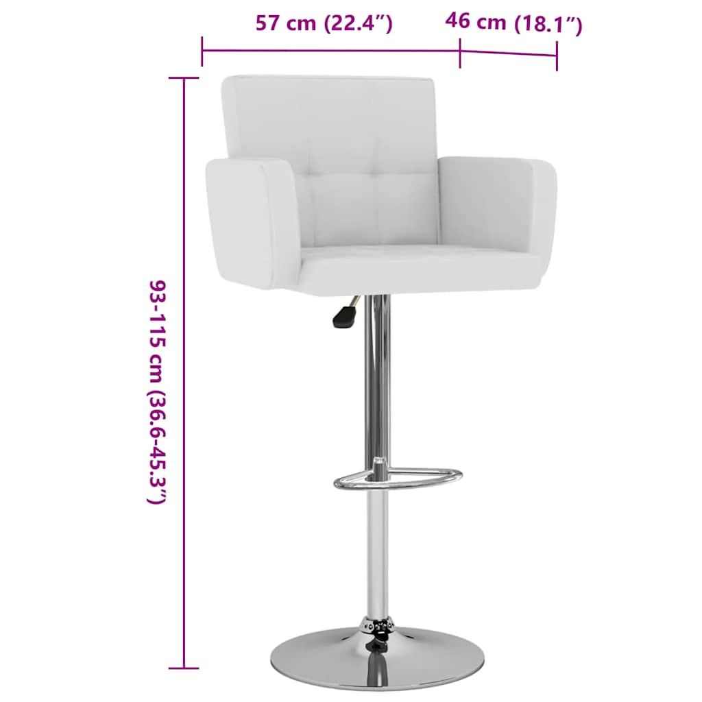 Bar Stool Set 2 Pcs White Faux Leather