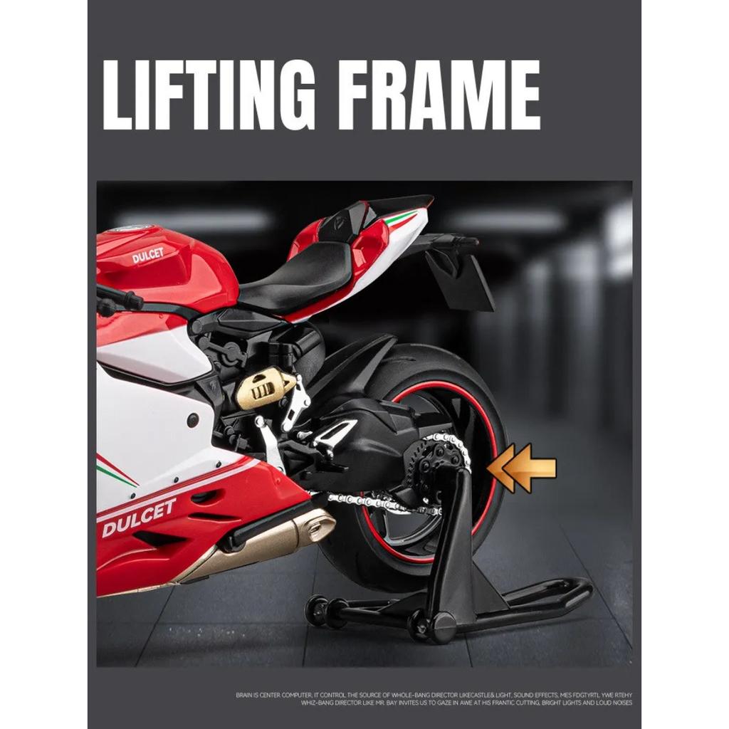1/12 Ducati 1199 Panigale Alloy Motorcycle Model Die Cast Metal Racing Motorcycle Model Sound Light Ornament Childrens Toy Gifts