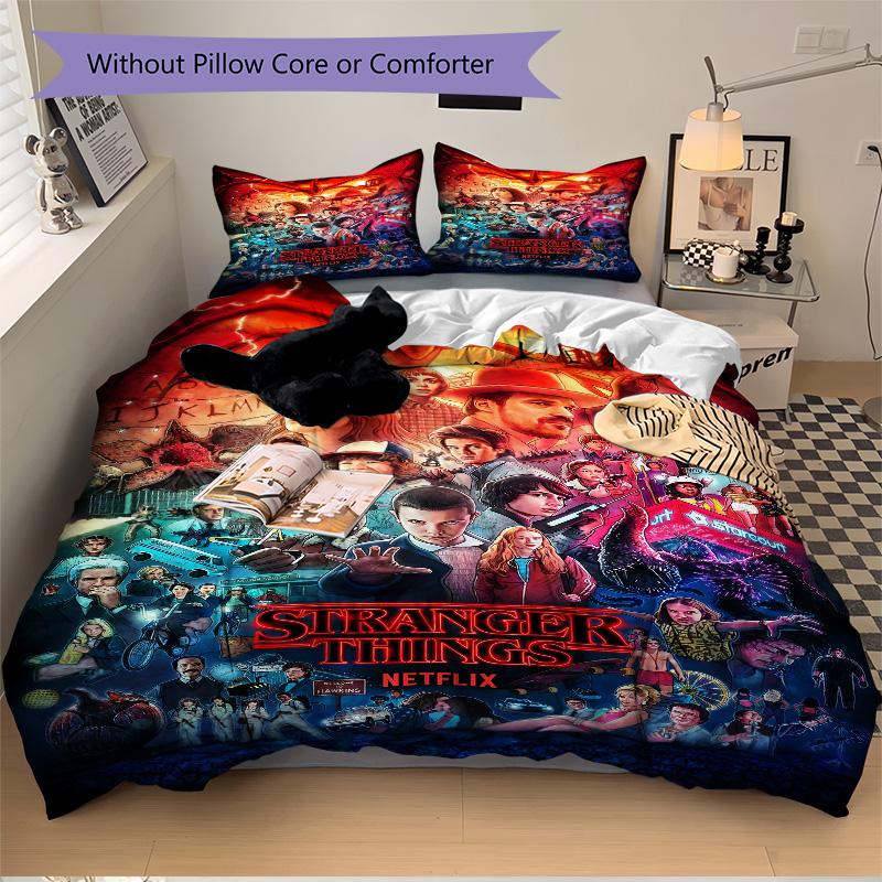 Stranger Things Upside Down Adventure Print 3Pcs Bedding Setduvet Cover With 2 Bedropillowcase Home Birthday Gift