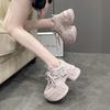 Fashion New Fashion Chunky Sneakers Women Spring Autumn Lace Up Platform Sports Shoes Woman 8CM Thick Bottom High Heels Female Sneakers
