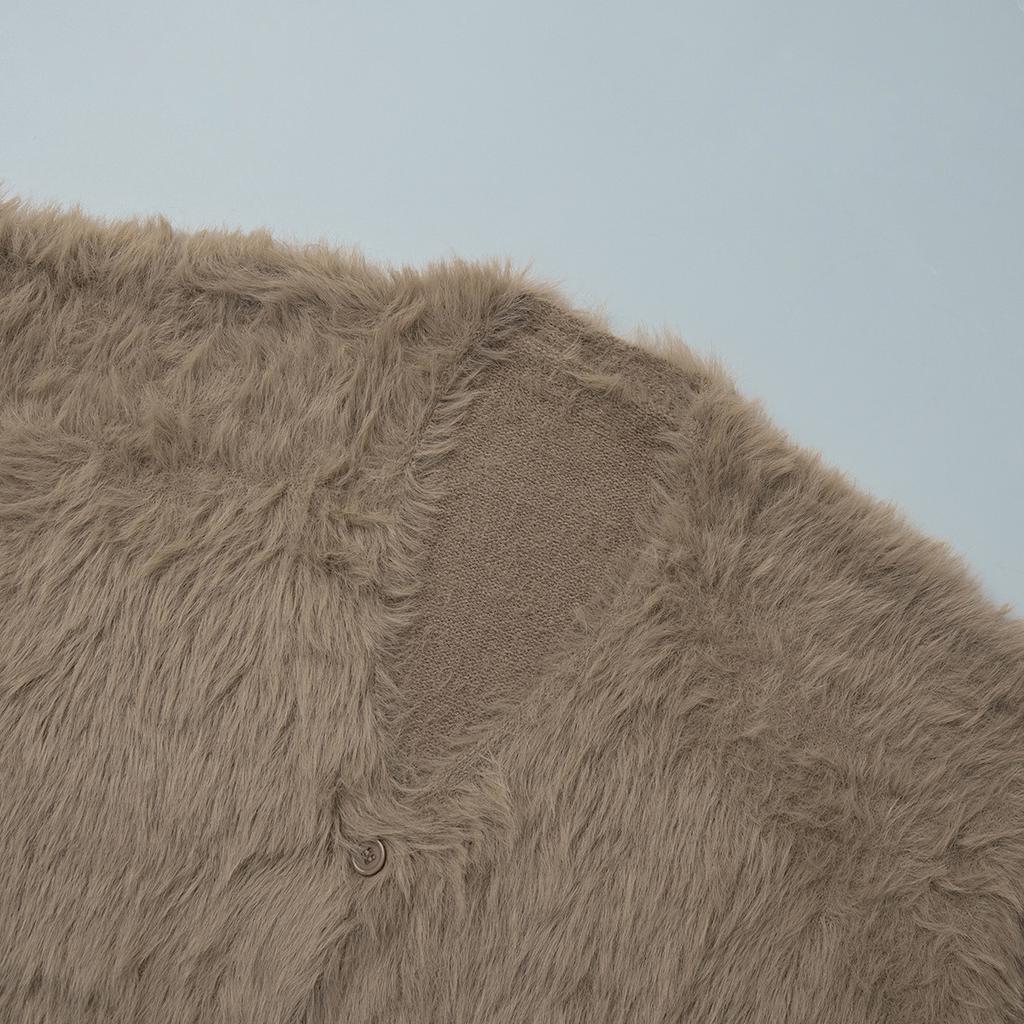 Women's 2025 Autumn Winter Faux Mink Knit Cardigan V Neck Long Sleeve Loose Casual Sweater Coat