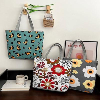 New Printed Bag Large Capacity Tote Bag Literary Flower Cloth Student Bag Shoulder Portable Canvas Women's Bag
