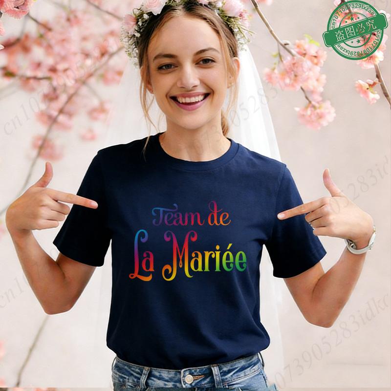 French Girls Bachelorette EVJF T-Shirts Future Bride Team Print Casual Short Sleeve Tees for Bride Squad Party Matching Outfits