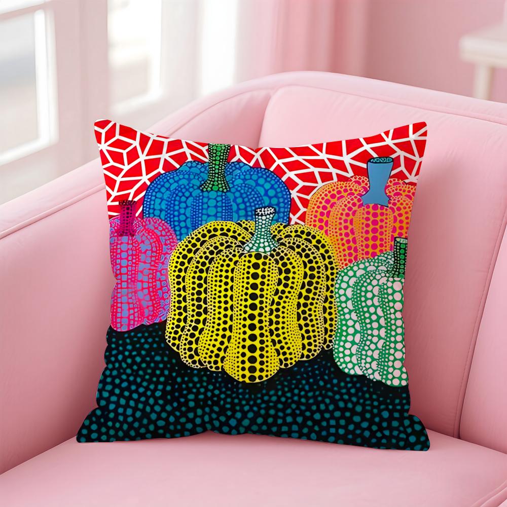 Yayoi Kusama Abstrakte Kunst Kürbis Kissenbezug Bequemer Wendbarer Kissenbezug Ideal für Auto Sofa Schlafzimmer & Mehr