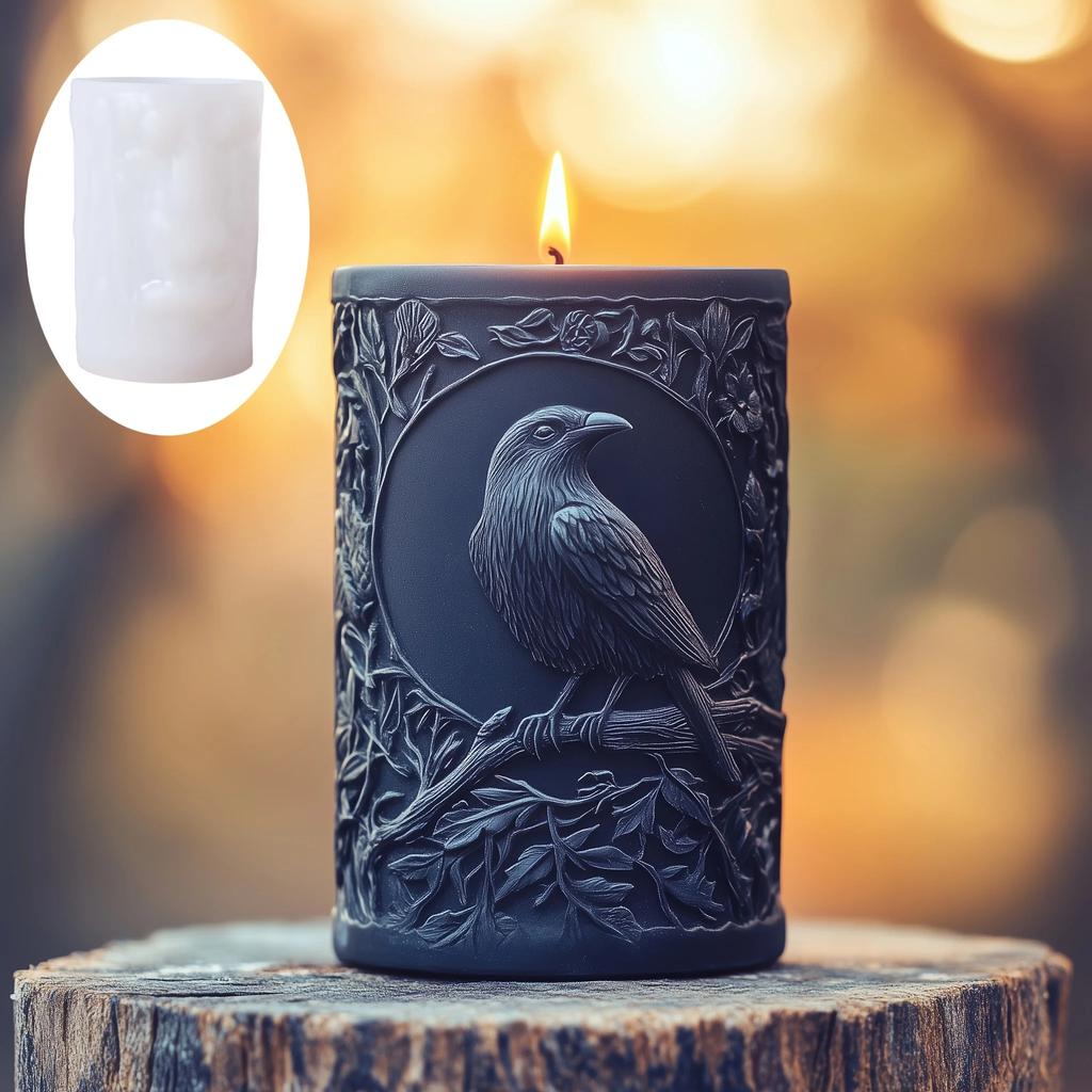 Lumânare Aromaterapie Vulpe Corbul Sfânt Matriță Silicon DIY Pasăre Norocoasă Vulpe Lumânare Rășină Gips Argilă Vulpe și Corbul Relief Matrițe Beton