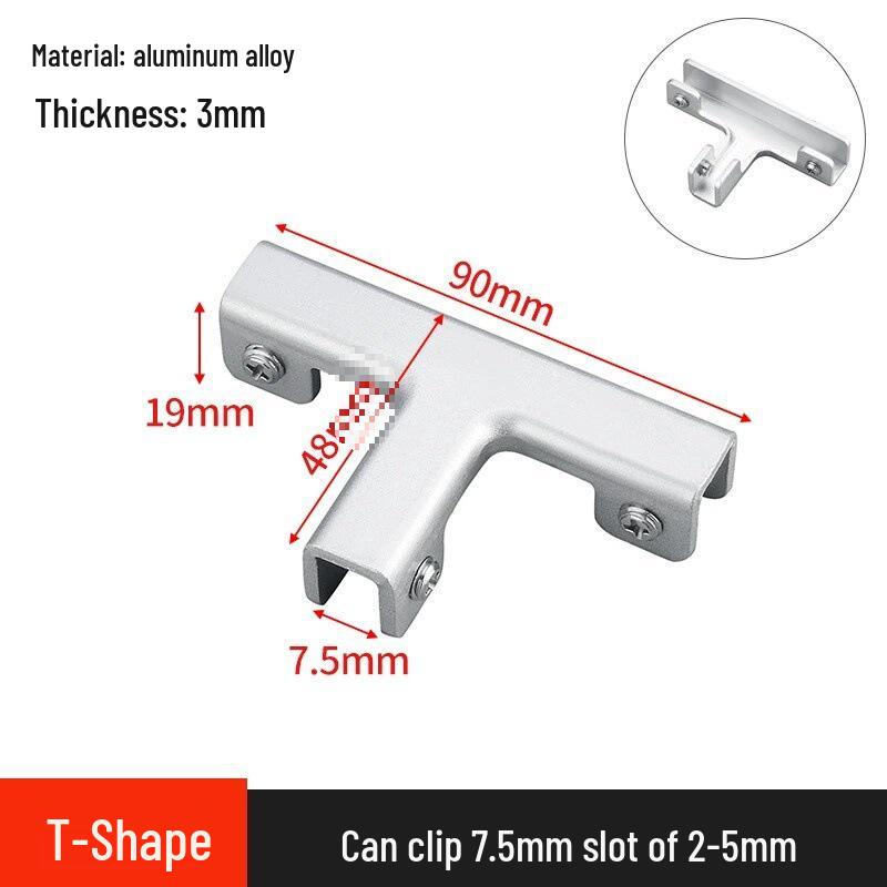 L-Shaped Right Angle Aluminum Kitchen Sink Clamp & Glass Shelf Clip