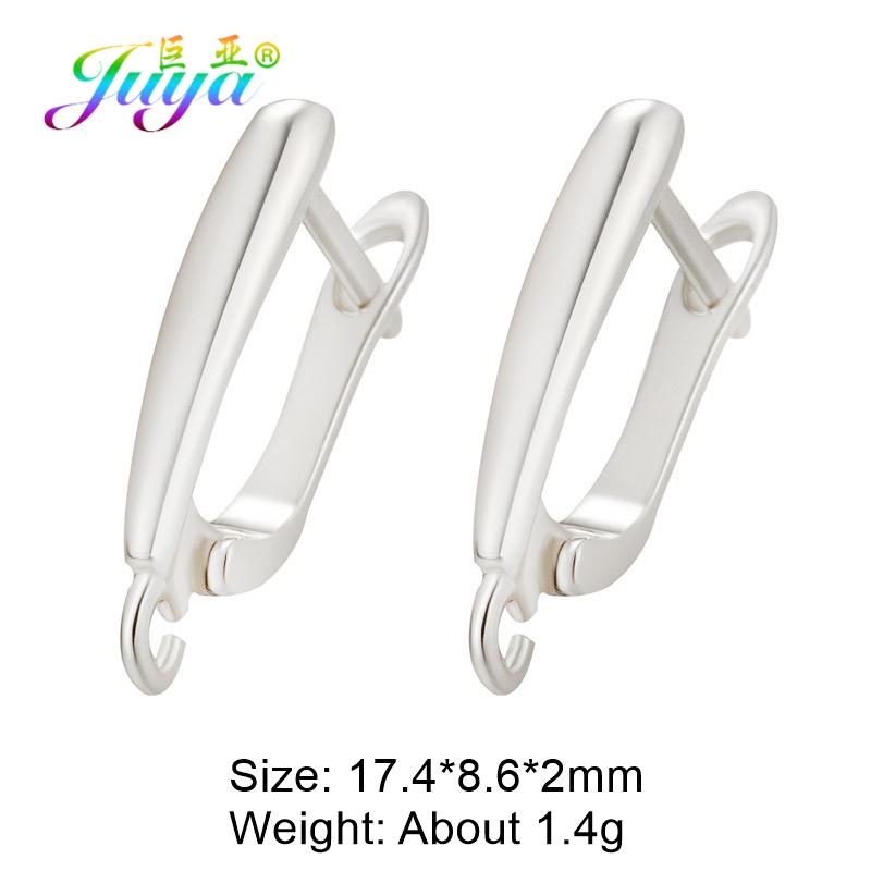 Juya Women Earrings Accessories 4 8Pcs/Lot Gold Silver Plated Shvenzy Ear Wire Fixture Fastener Bale DIY Earring Hooks Clasp
