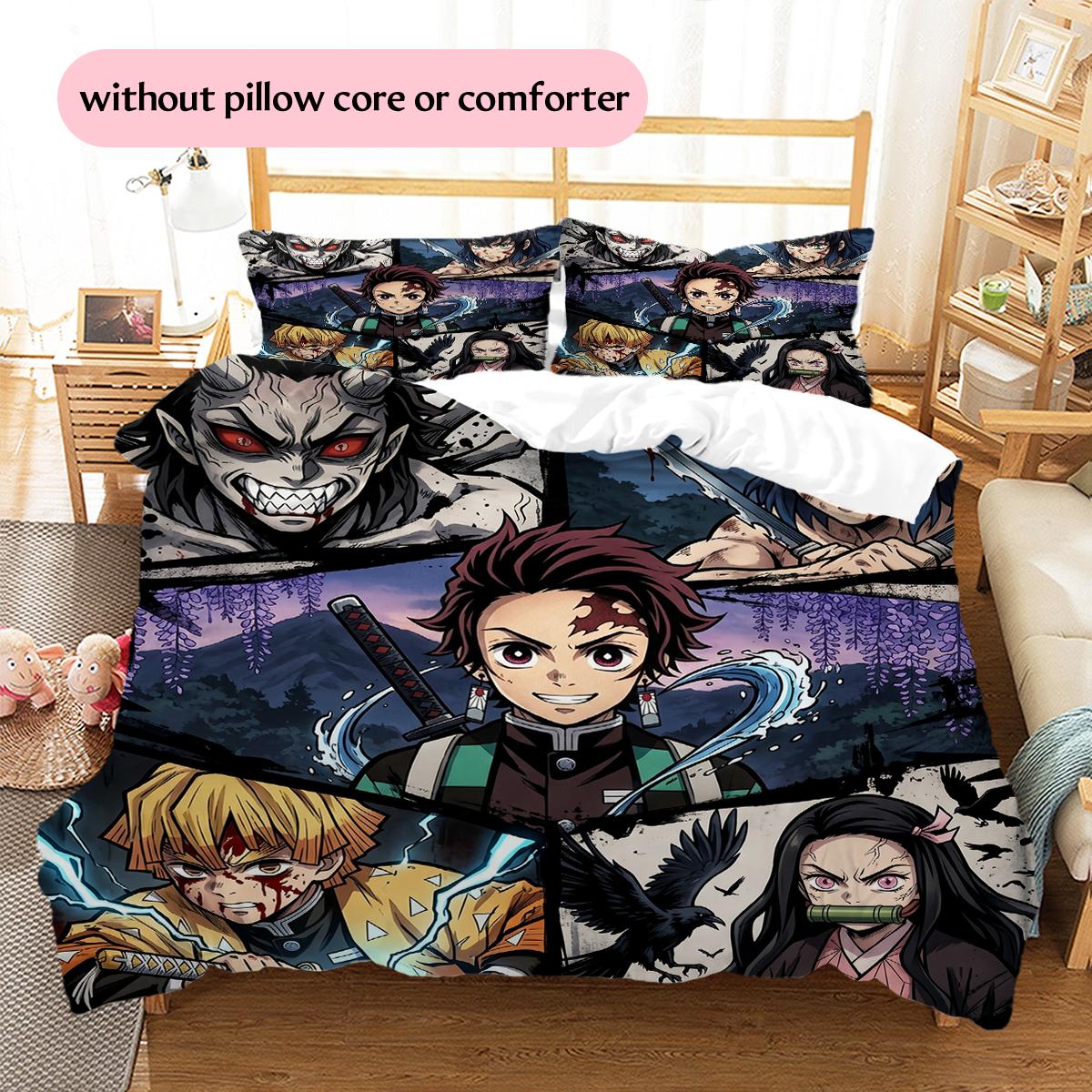 

Demon Slayer protagonist Pattern Bedding Quilt Set Home Decoration Gift (1 * duvet cover + 2 * pillowcase without core) 135x200cm