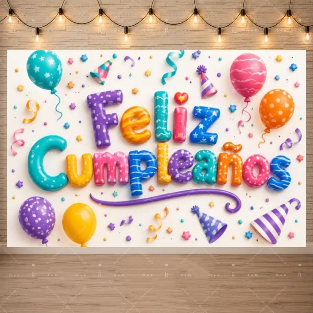 Spanish Feliz Cumpleaños Banner Colorful Balloon Happy Birthday Party Decor Backdrop Children Adult Photography Background Gifts