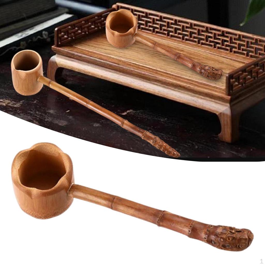 Bamboo Scoop Ergonomic Long Handle Tea Ceremony Accessory Easy to Clean for Home Kitchen