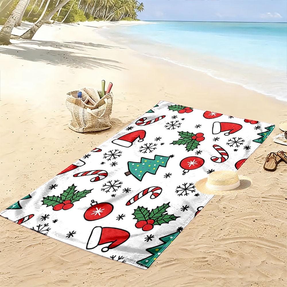 Festive holiday joy radiates Print beach towel, quick drying, suitable for travel, outdoor sports, jogging, the beach and swimming, gift