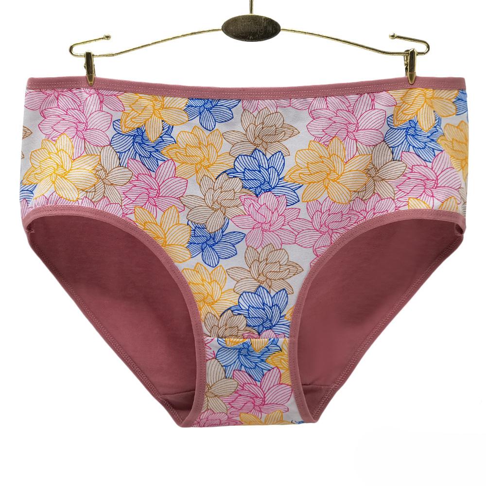 Unterwäsche für Damen und Herren, Baumwollhöschen, Slips mit hoher Taille, Blumenmuster, Dessous, Übergröße, 6er-Pack