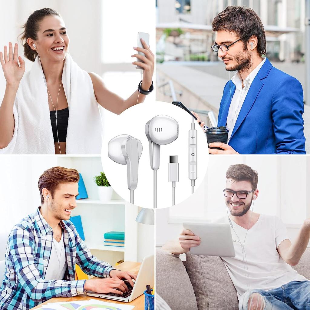 ASKUBSKU with Magnetic Compatible with iPhone 16 Pro USB DAC HiFi Sound Compatible with Google Pixel Compatible with iPad Air Mini Inner Ear Remote