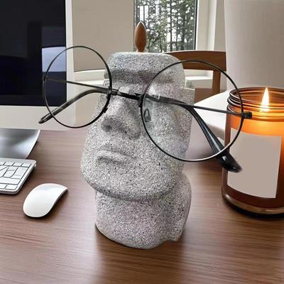 Glasses Display Stand Easter Island Moai Head Statue Eyeglass Holder Sunglasses Organizer for Table