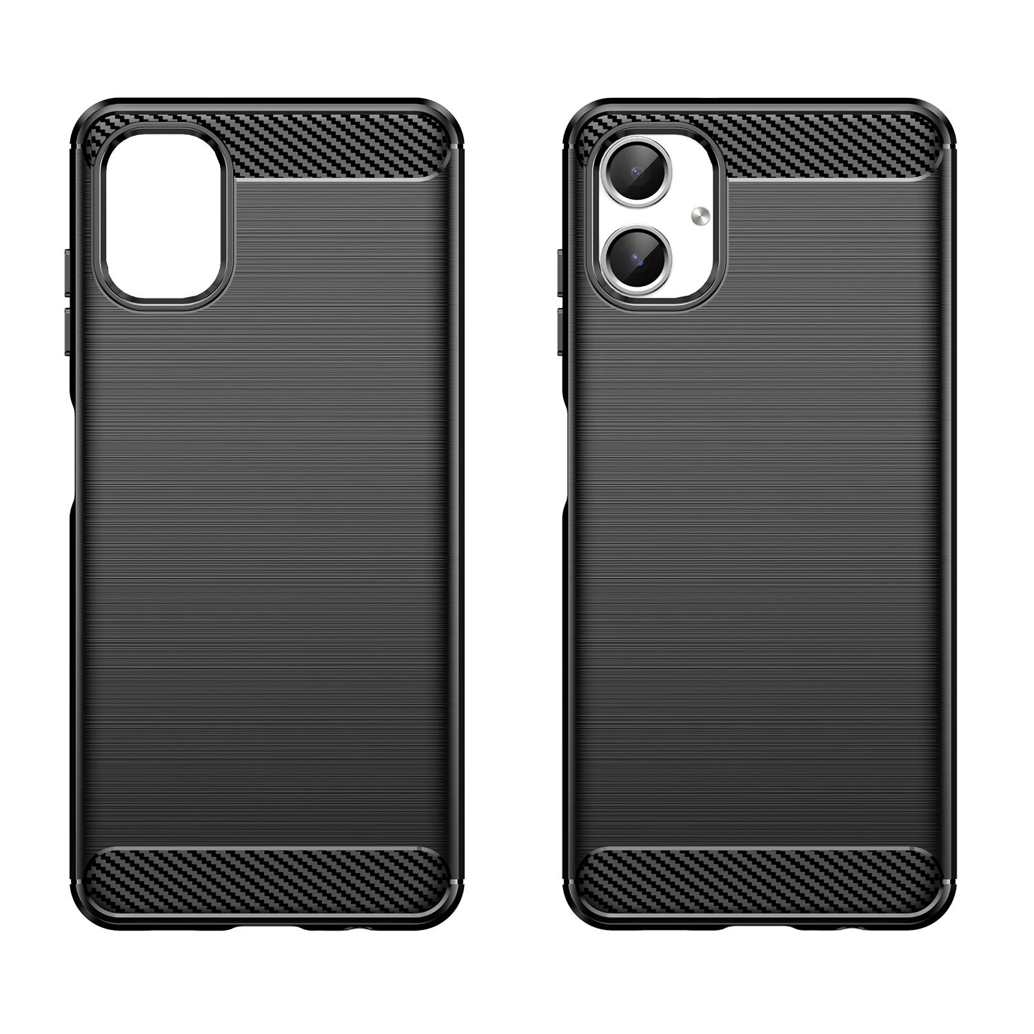 

For Samsung Galaxy A06 4G Case Carbon Fiber Texture TPU Brushed Phone Cover Blue