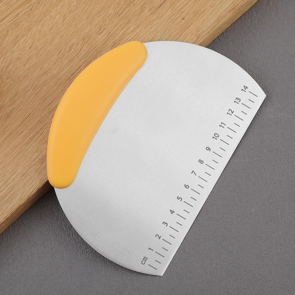 Stainless Steel Dough Cutter Plastic Handle Dough Scraper Portable Half Round Scraper Noodle