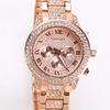 Luxury Gold Watch for Women Geneva Brand New Ladies Quartz Watch Full Stainless Steel with Rhinestones Elegant Wristwatch G