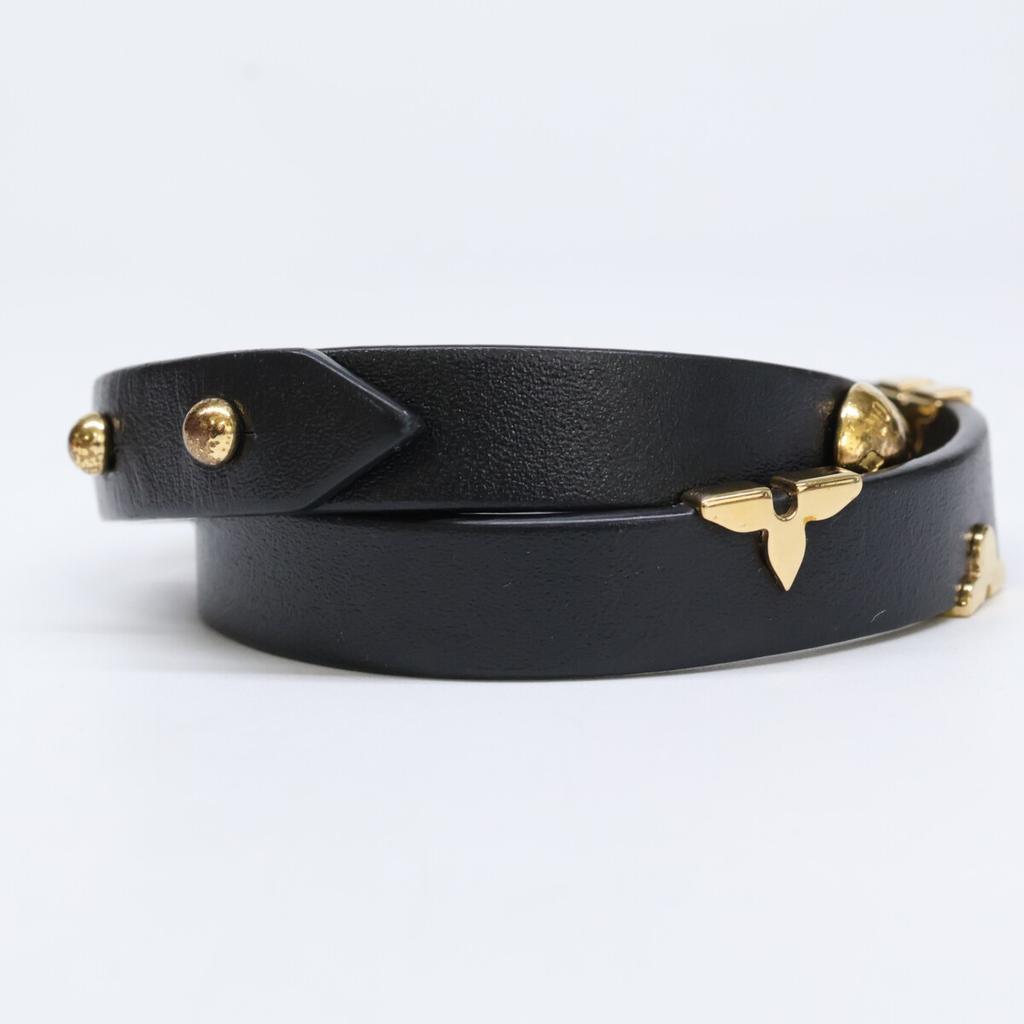 LOUIS VUITTON M6557 Brasserie Daily Monogram Bracelet 17 Black / goldUsed