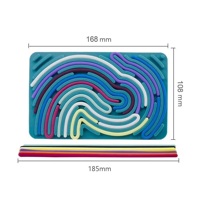 Sensory Activity Board for Kid Busy Board Motor Skills Montessori Toy Relaxing Stress Colored Silicone Rod Travel Toy Gift Boy