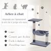 Cat Tree, 3 Sisal Posts, Platform, Hammock, 50 x 36 x 70 cm, Grey