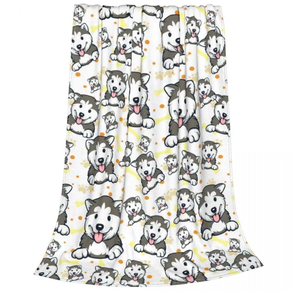 Cute Puppy Husky Flannel Blankets 3D Animal Dog Lovely Cool Throw Blanket Sofa Bedding Lounge 200x150cm Plush Thin