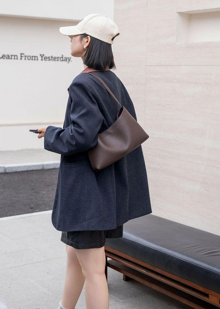 Genuine Leather Women's Crossbody Shoulder Bag - 2026 New Style High-End Cowhide with Simple Commuting and Niche Underarm Design