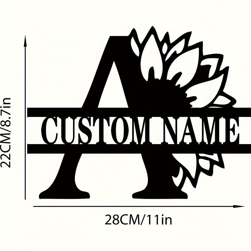 Metal Tulip Monogram Wall Art Custom Last Name Sign Housewarming Gift Personalized Metal Decor