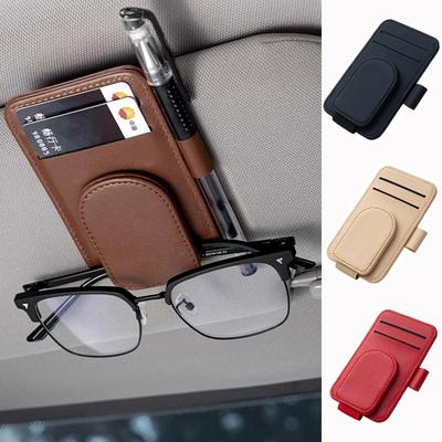 Auto Sonnenbrillenhalter Sonnenblende Brillenclip Multifunktion Leder Brillenaufhänger Tragbar Ticket Kartenclip Auto Zubehör
