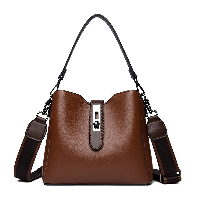 Luxury Designer Faux Genuine Leather Tote Shoulder Bags Solid Color Handbag for Women Handbag Ladies Messenger Bag