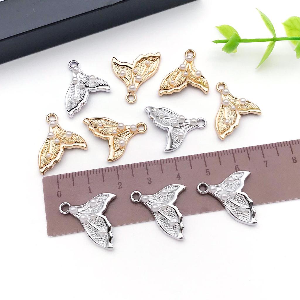 Alloy Pearl Inlaid Fishtail Charm for DIY Necklace, Bracelet & Earrings – Luxury Jewelry Accessory