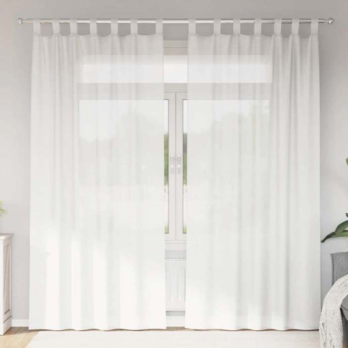 VidaXL Rideaux en voile avec boucles 2 pcs blanc 140x245 cm, rideau en filet, rideau transparent, voile de fenêtre, 4102334
