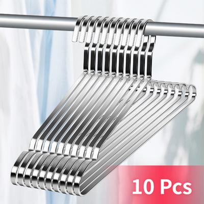 10 Bucăți 40cm 42cm 45cm Umerașe din Oțel Inoxidabil pentru Rochii Tricouri Paltoane Pulovere, Organizator pentru Depozitare în Dulap, Suport de Uscare