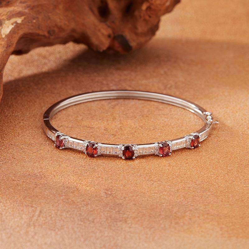 New Natural Garnet Sapphire Tanzanite Topaz Colored Treasure Bracelet Women'S S925 Sterling Silver