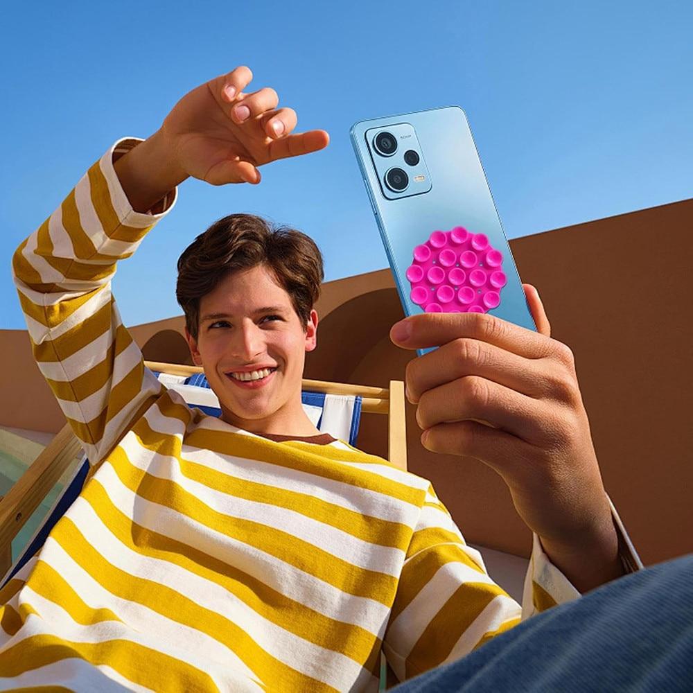 StickyPop Phone Holder Silicone Suction Cup Round Strong Grip Selfie Smooth Surfaces Yellow