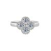 LinkerLove Moissanite Four-leaf Clover Ring for Women S925 Silver Diamond Wedding Band Couple Promise Engagement Ring