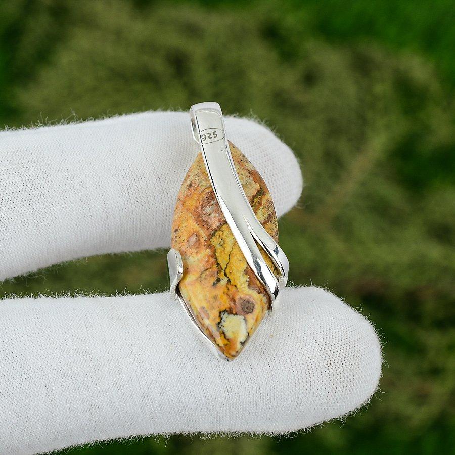 

925 Silver Marquise Natural Picture Jasper Trendy Wedding Mother Pendant Jewelry