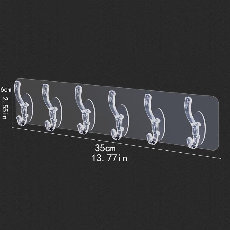 A Set Of Six Transparent Hooks, A Towel Rack For The Bathroom, Adhesive Hooks Without Drilling, A Storage Rack Behind The Door, Waterproof Strong