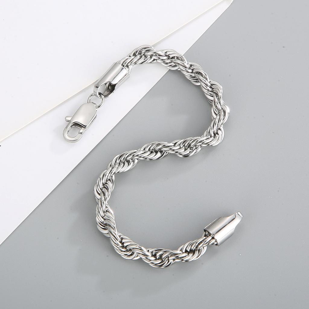 20/21/22cm Stainless Steel Twisted Rope Link Chain for Men Stainless Steel Wrist Jewelry
