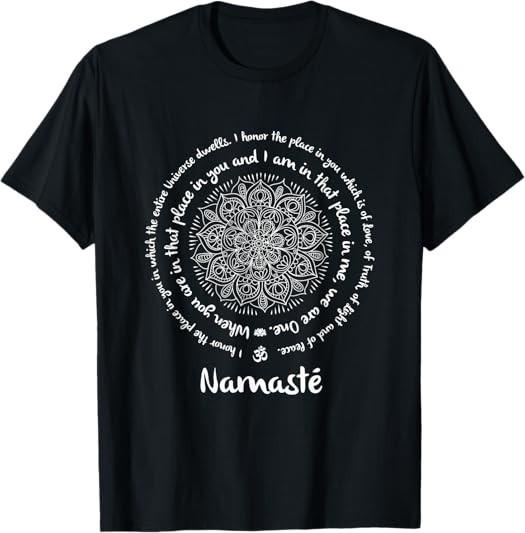 NAMASTE WE ARE ONE Meditation Sayings Mandala Yoga Inspired T-Shirt S-3XL S
