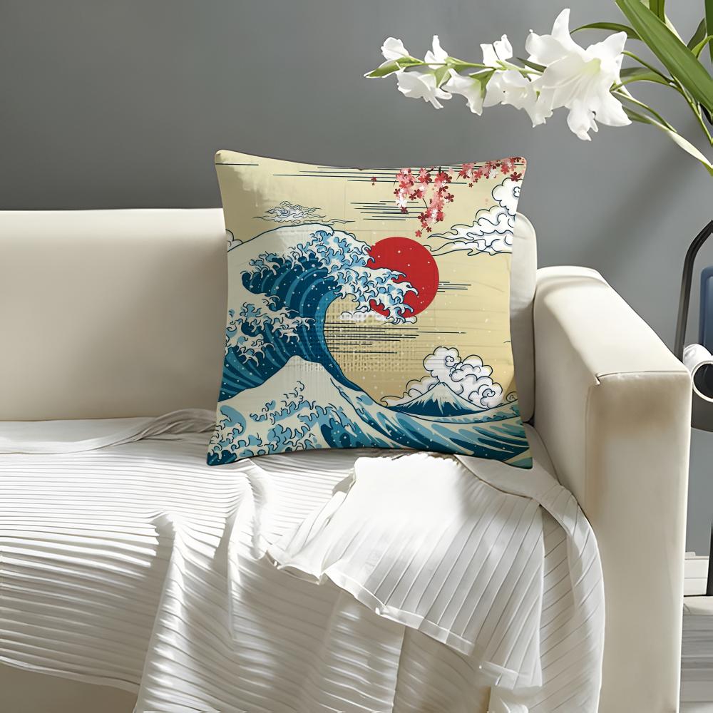 Fashion Mmarine Day Pillow Case Natural Linen Organic Fabric DoubleSided Printing Sofa Home Decor Cushion Cover
