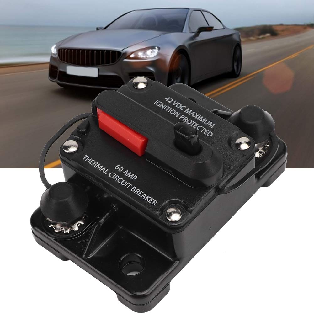 Qii Lu 30A/40A/60A Car Stereo Audio Resettable Inline Circuit Breaker Self Healing Fuse Metal (60A)