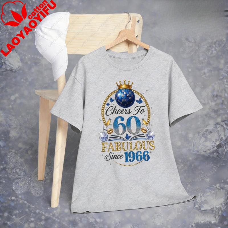 Custom 60th Birthday Trending Shirt For Wounisex Cheers To 60 Since 1966 Gift Personalized Graphic Tshirts Regular Short Sleeve